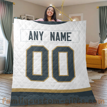 Custom Premium Quilt Blanket Vegas Jersey Ice Hockey Personalized Quilt Gifts for Her & Him